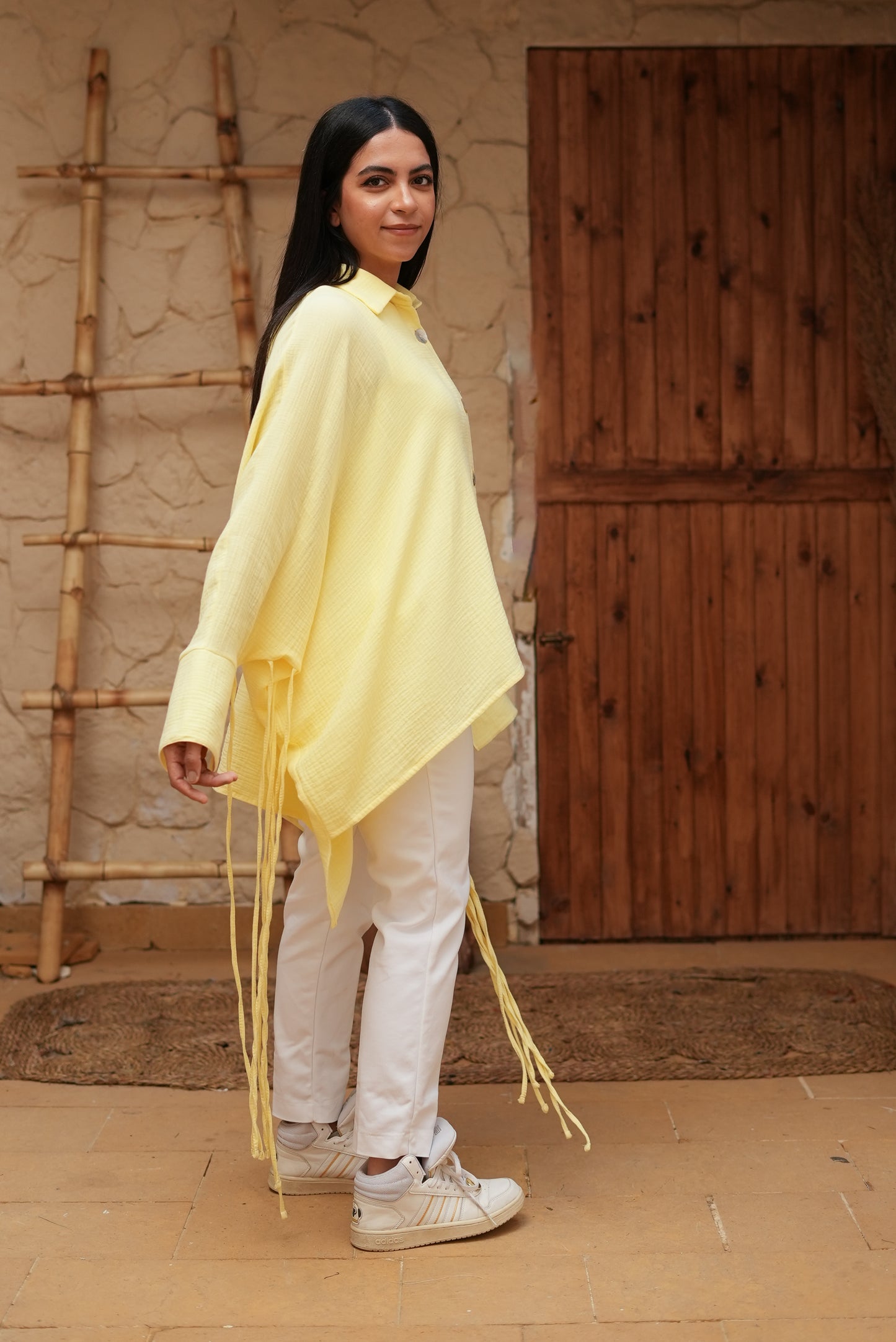 Short Butter Yellow Fringed Tunic