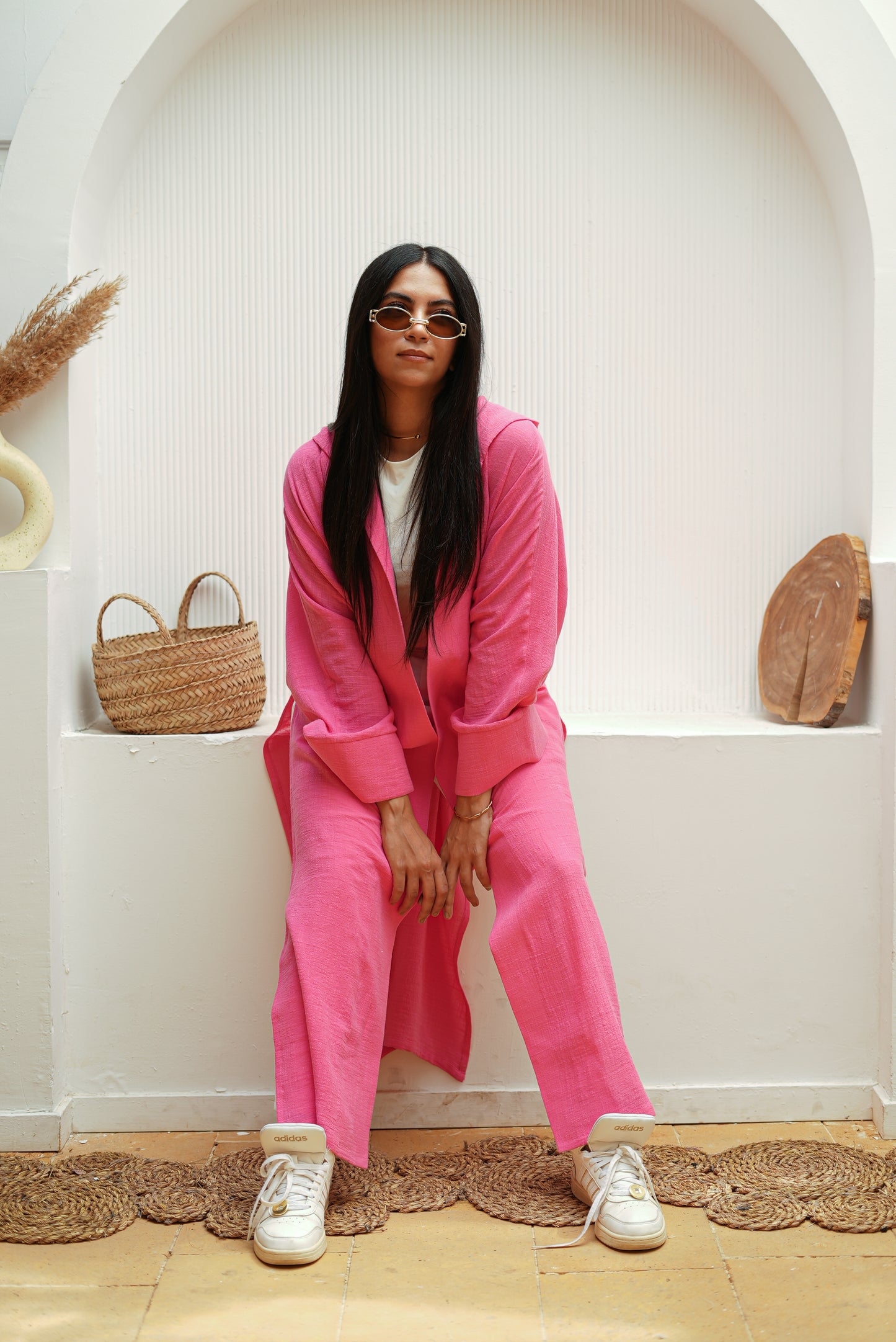 Hot Pink Hooded Kimono