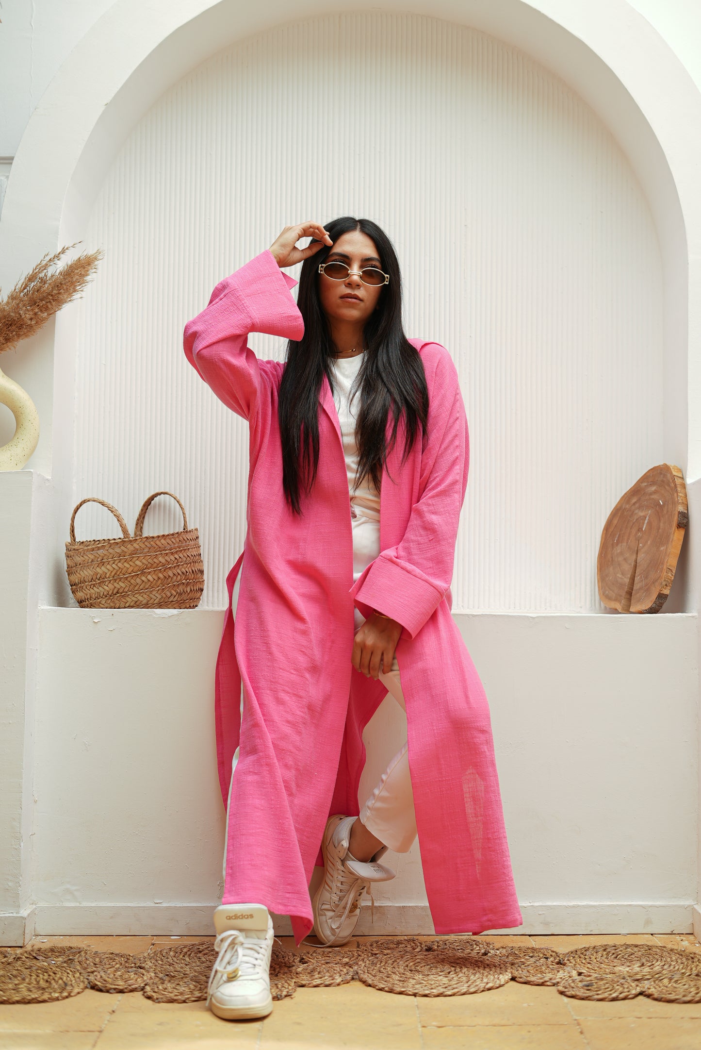 Hot Pink Hooded Kimono