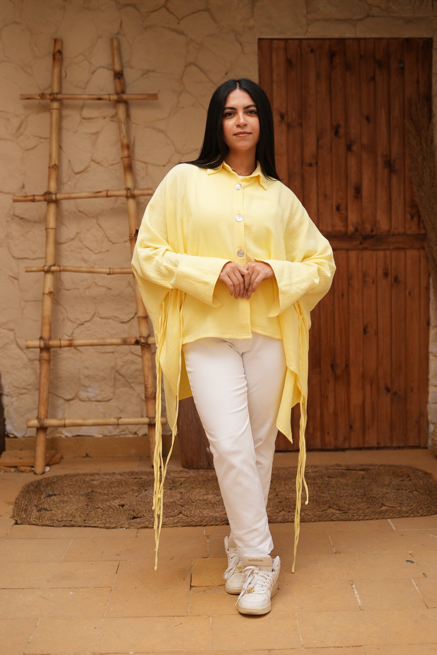 Short Butter Yellow Fringed Tunic