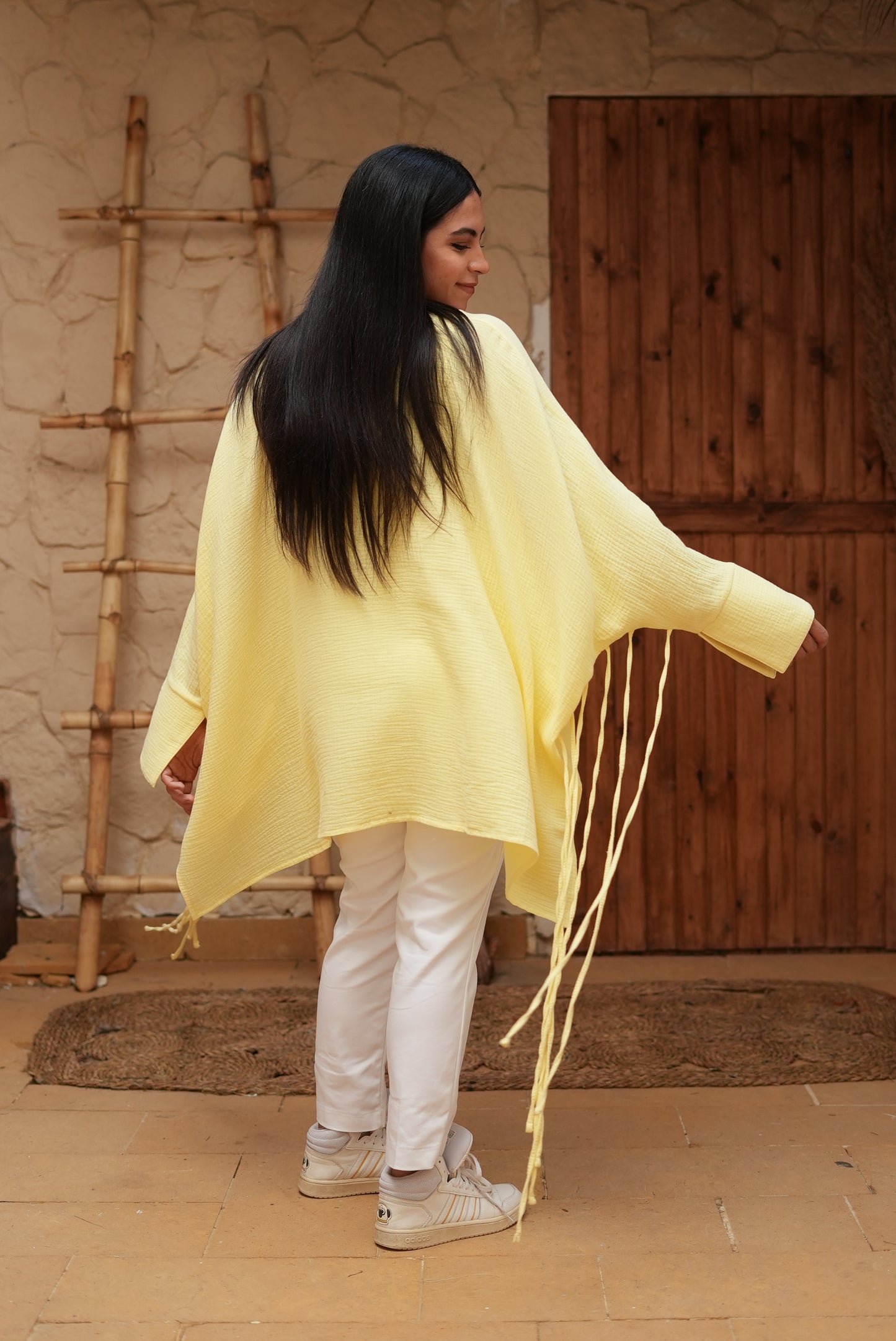 Short Butter Yellow Fringed Tunic